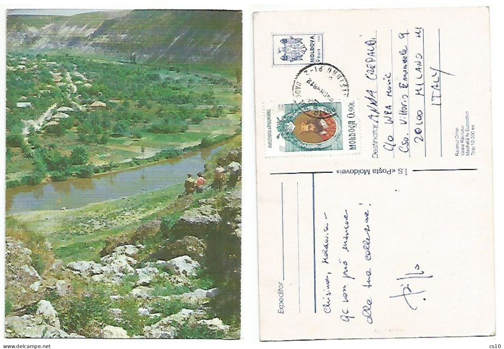 Moldova 1996 PSC Stationery Reut River Valley 9bani Used Chisinau 24aug1998 To Italy With Lupusneanu L0.90 - Moldova