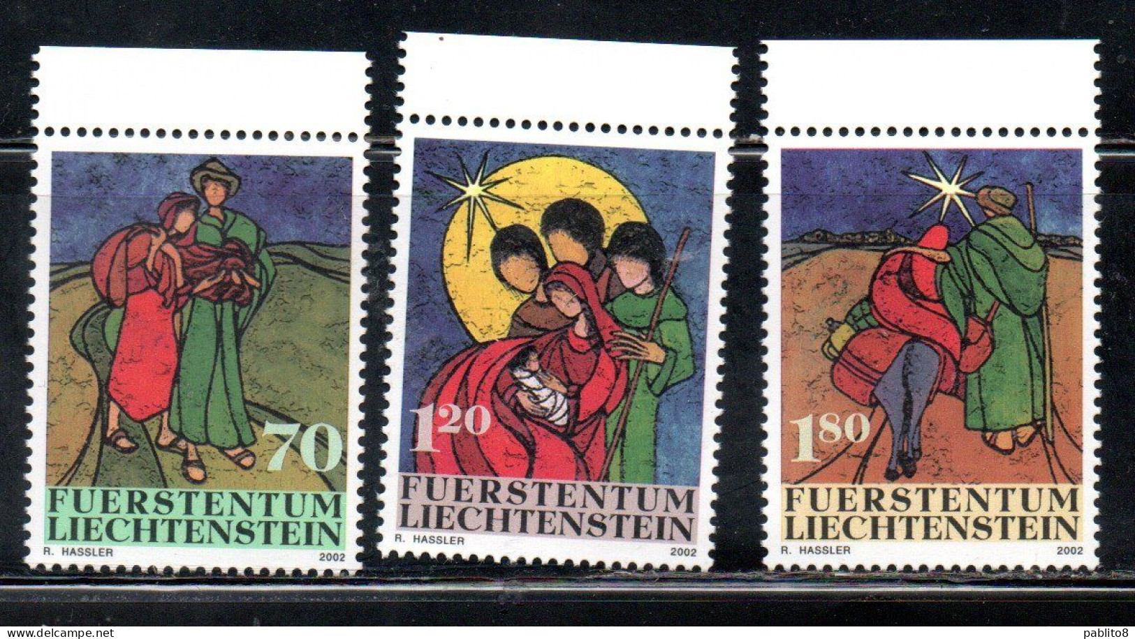 LIECHTENSTEIN 2002 CHRISTMAS NATALE NOEL WEIHNACHTEN NAVIDAD COMPLETE SET SERIE COMPLETA MNH - Unused Stamps