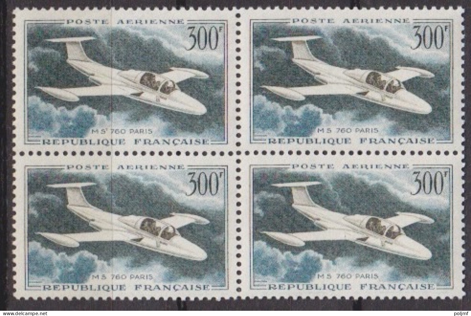 C TP PA 35 300f Vert-foncé, Olive Et Bleu-vert "Morane Saulnier" Bloc De Quatre, Neuf ** - 1927-1959 Mint/hinged