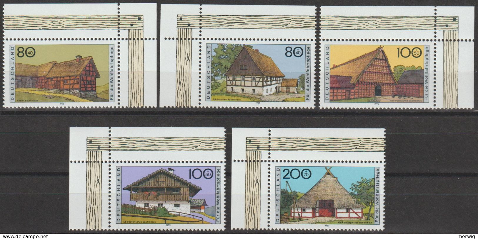 BRD, 1995, Mi.Nr. 1819-1823 ** -  Ein Satz Mit Eckrand Oben "Bauernhäuser In Deutschland" - Unused Stamps