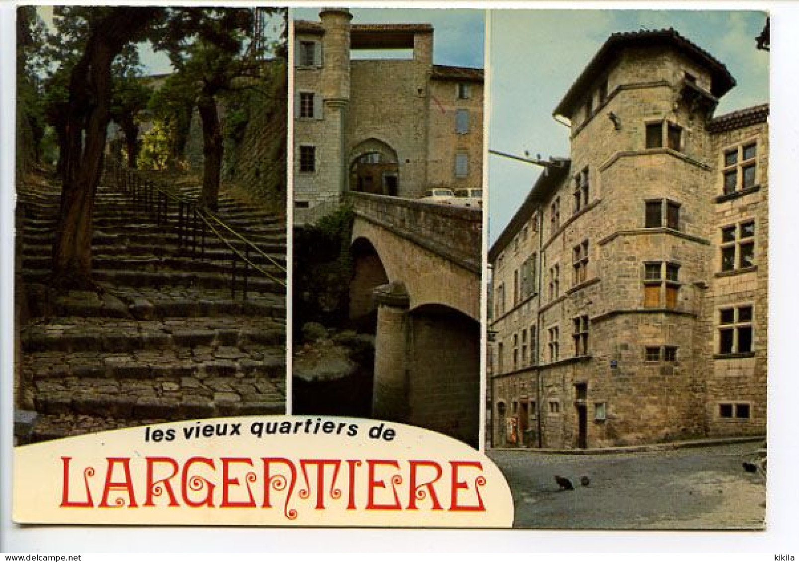 CPSM   10.5 X 15 Ardèche LARGENTIERE Cité Médievale  Montée Mazon  Pont Et Porte Des Récollets  L'Hôtel De Ville - Largentiere