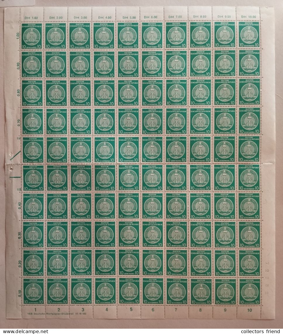 GDR DDR - Dienst 35 Y A - Kompletter Bogen Mit Druckvermerk - MNH** - Mint