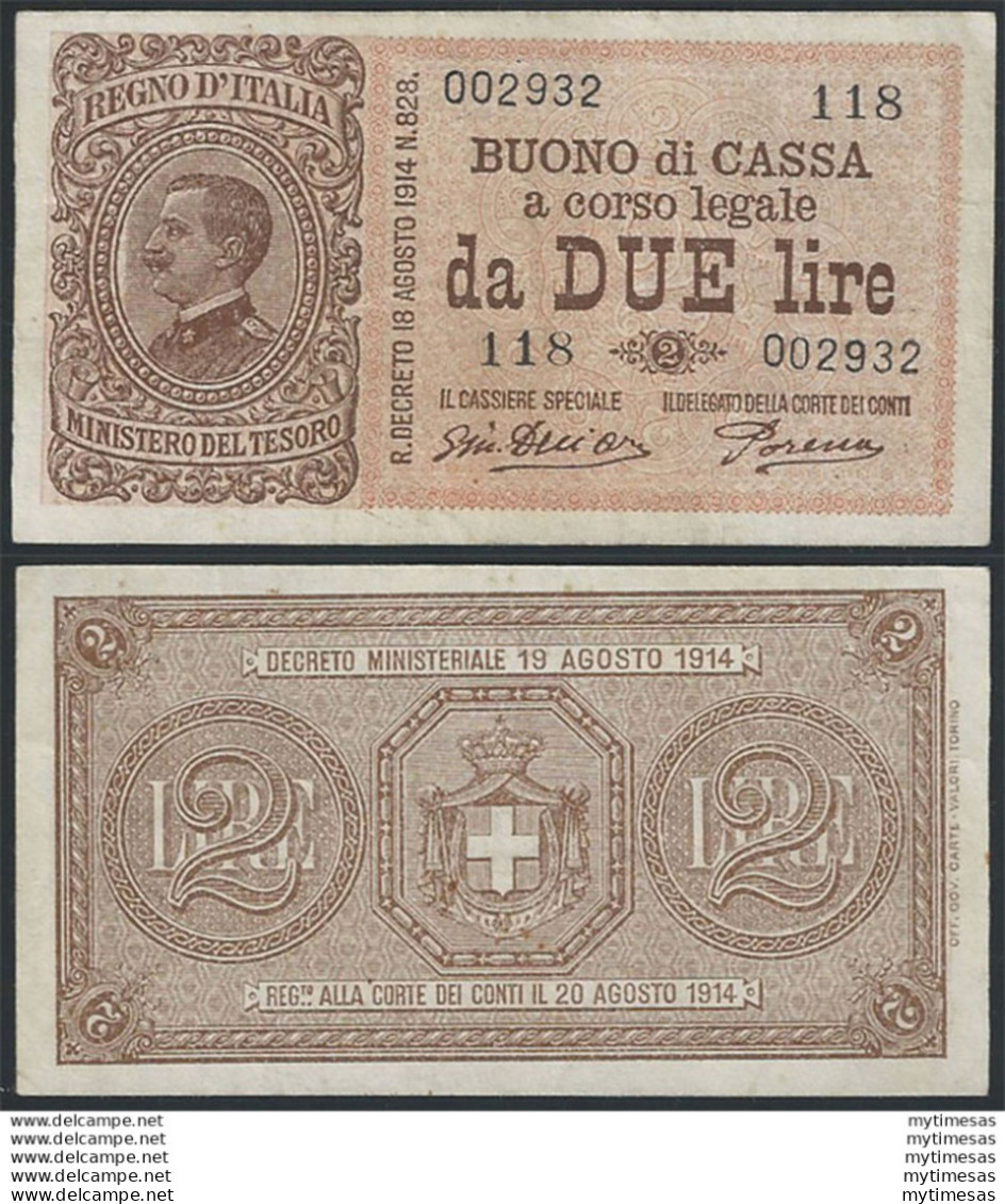 1920 Italia Lire 2 VE III SUP Rif. BS 7D Gigante - Other & Unclassified