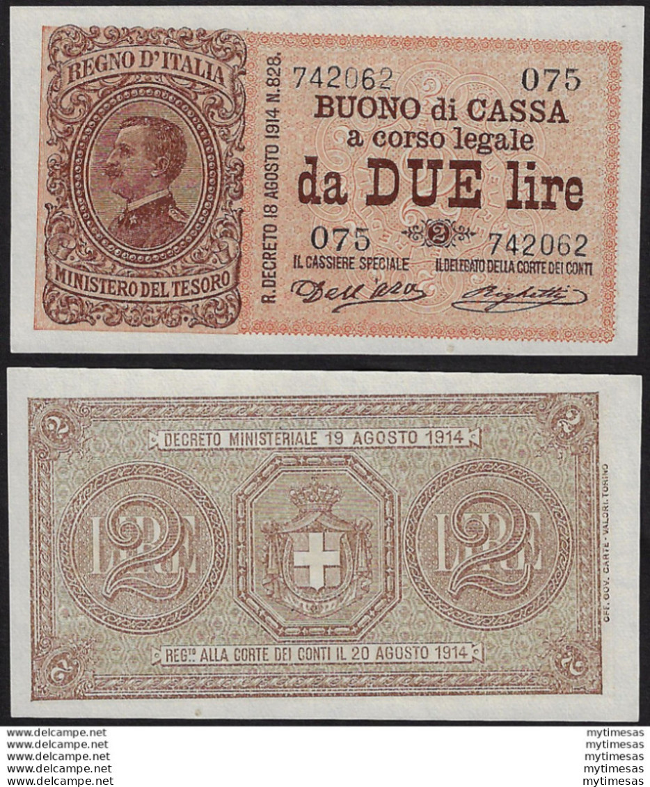 1914 Italia VE III Lire 2 FDS Rif BC 31 Alfa - Andere & Zonder Classificatie