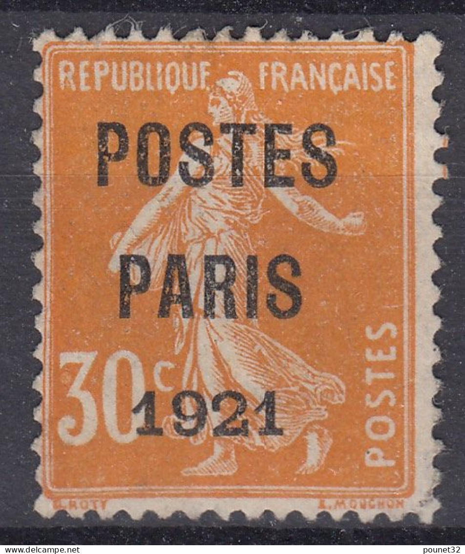 TIMBRE FRANCE PREOBLITERE SEMEUSE POSTES PARIS 1921 N° 29 UTILISE - COTE 90 € - 1893-1947