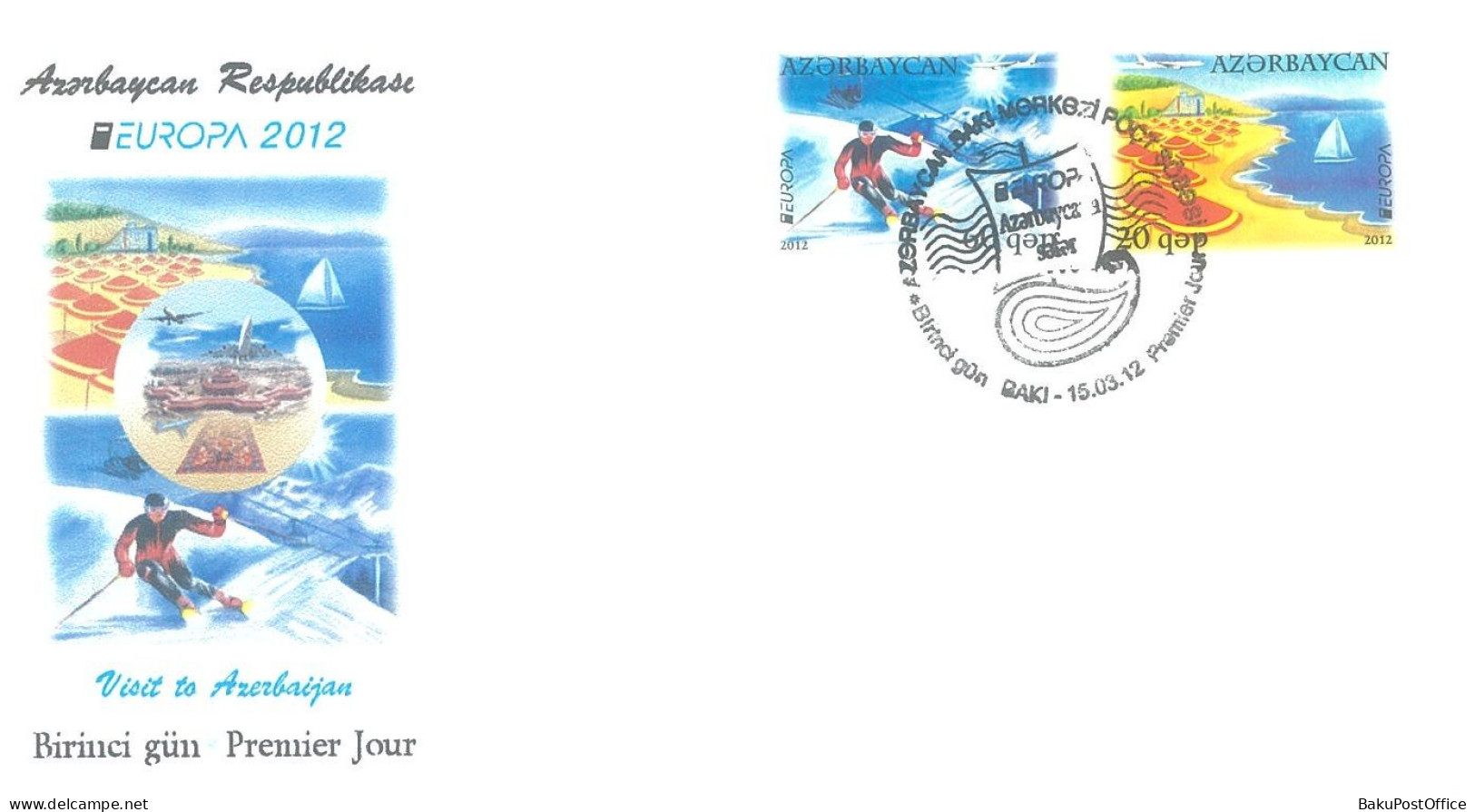 Azerbaijan 2012 FDC First Day Cover CEPT EUROPA Travel Visit To Azerbaijan 2 Stamps - Azerbaïdjan