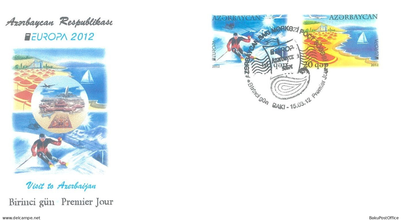 Azerbaijan 2012 FDC First Day Cover CEPT EUROPA Travel Visit To Azerbaijan 2 Stamps - Aserbaidschan