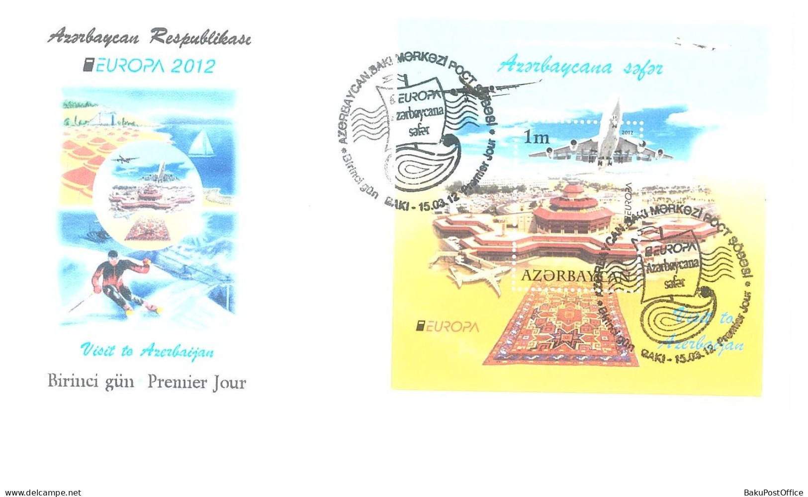 Azerbaijan 2012 FDC First Day Cover CEPT EUROPA Travel Visit To Azerbaijan Block - Aserbaidschan