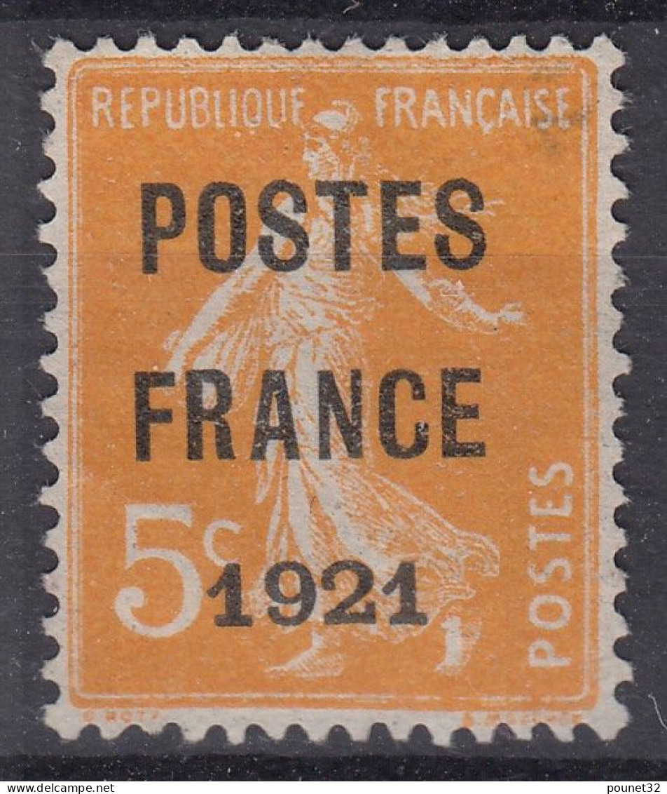 TIMBRE FRANCE PREOBLITERE SEMEUSE POSTES FRANCE 1921 N° 33 UTILISE SIGNE CALVES - 1893-1947