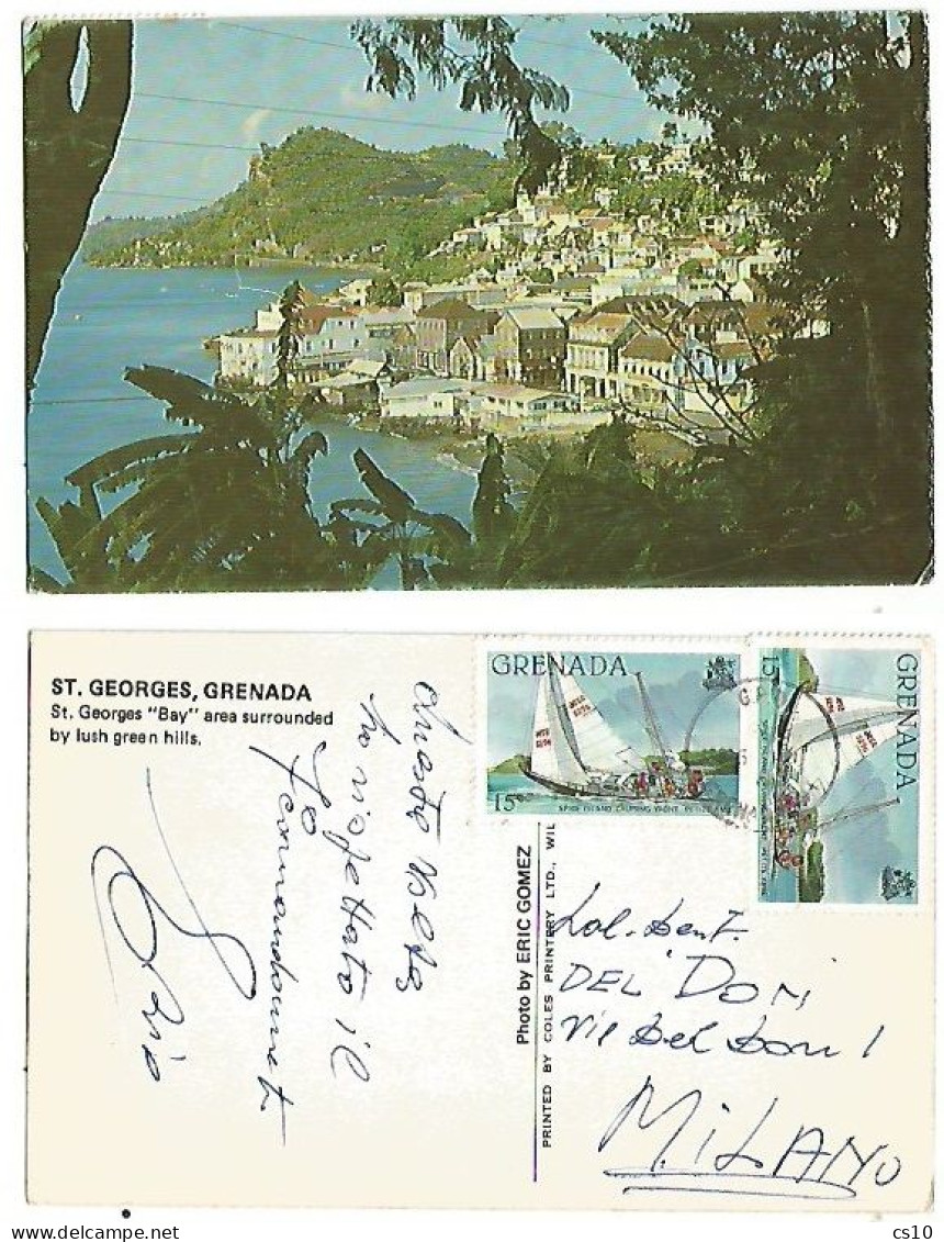 Grenada St. George's Bay Area Pcard To Italy With Yachting Stamps - Grenade (1974-...)