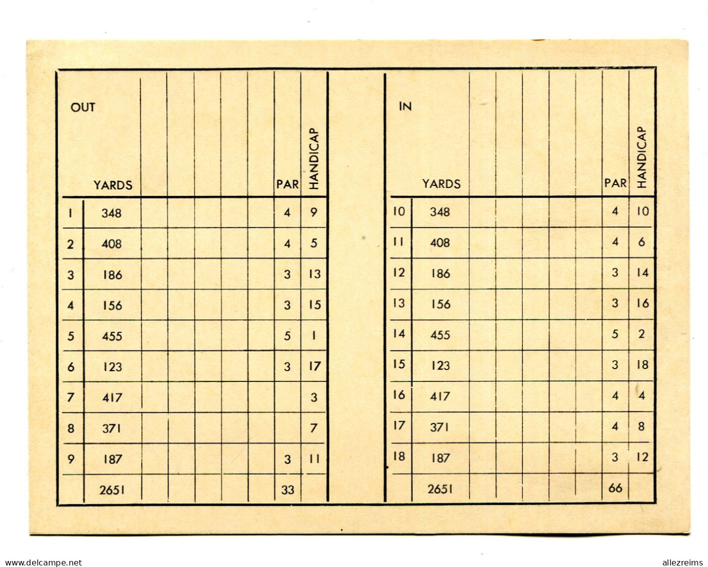 Carte Parcours De Golf à Reims Gueux 1946 Réservé Au Personnel Militaire US   VOIR  DESCRIPTIF  §§§ - Ohne Zuordnung