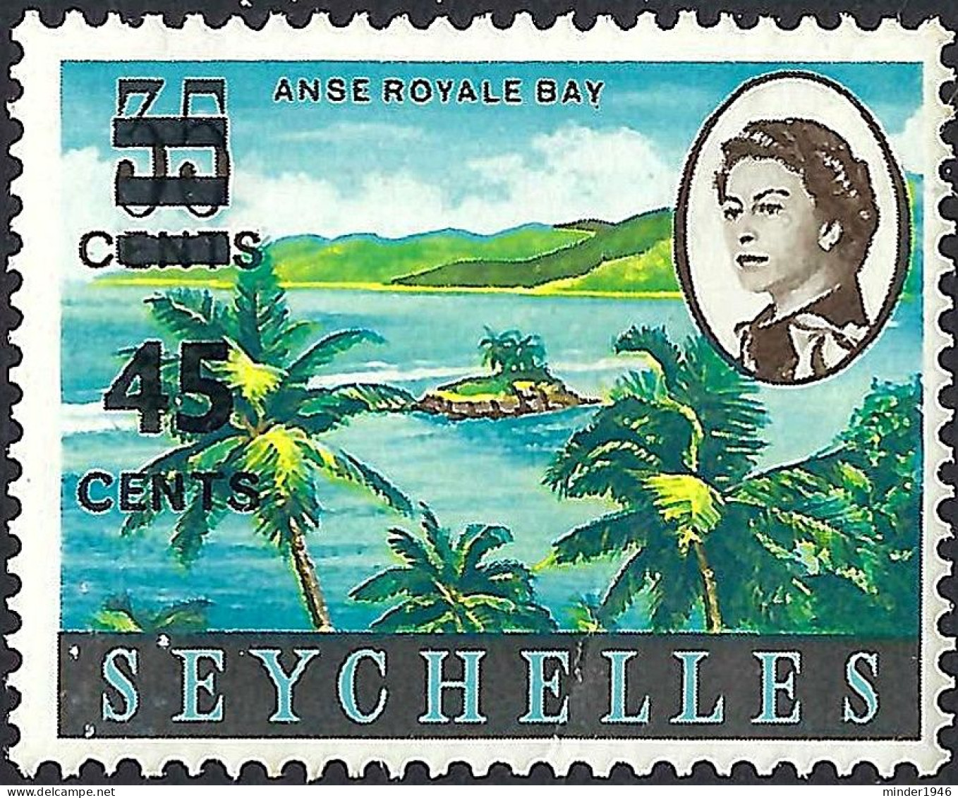 SEYCHELLES 1965 QEII 45c On 35c Multicoloured SG216 MH - Seychellen (...-1976)