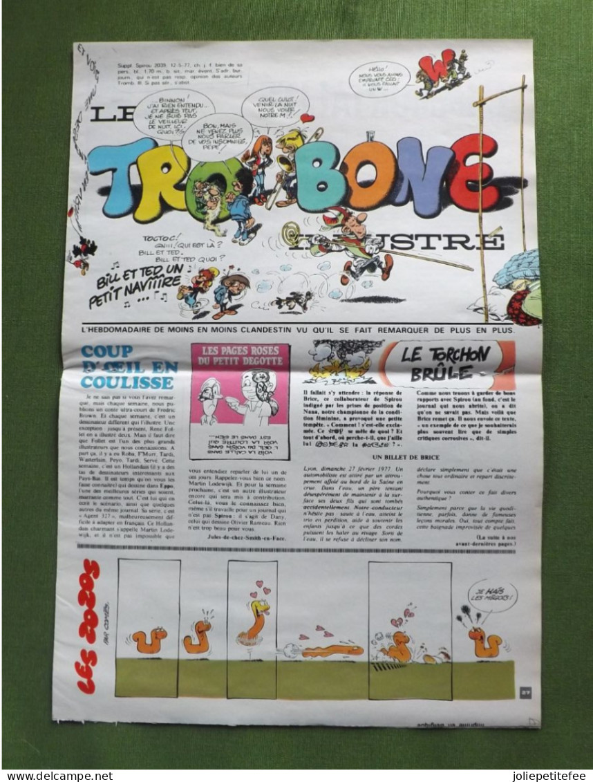 Supplément Spirou.   "TROMBONE ILLUSTRE"  Fascicule Clandestin De Spirou Dessiné Par FRANQUIN .    N°2039    12/5/77. - Spirou Magazine