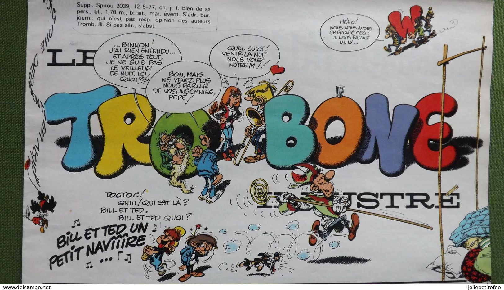 Supplément Spirou.   "TROMBONE ILLUSTRE"  Fascicule Clandestin De Spirou Dessiné Par FRANQUIN .    N°2039    12/5/77. - Spirou Magazine