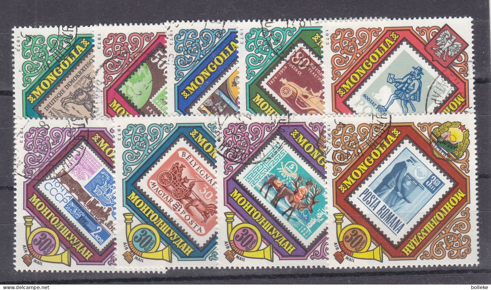 Timbres Sur Timbres - Mongolie - Yvert PA 39 / 47 Oblitérés - Valeur 2,70 Euros - Mongolei