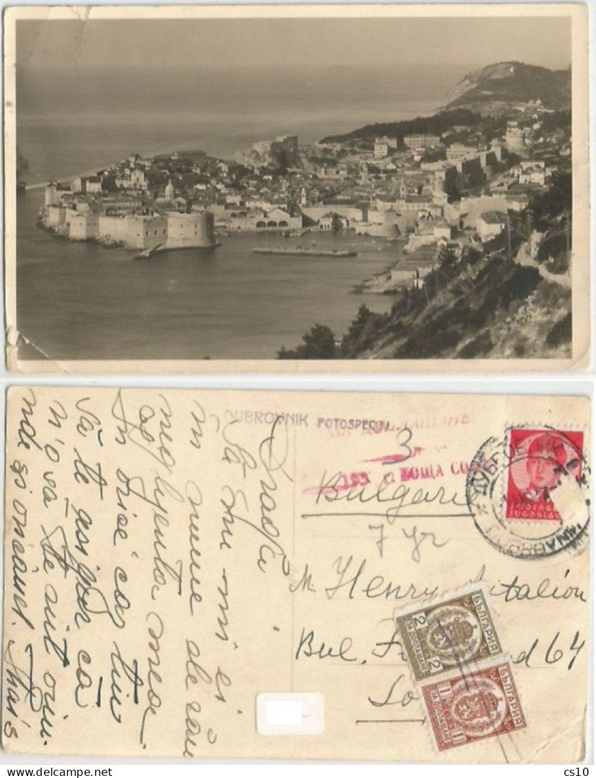 Bulgaria Incoming PPC Jugoslavija Dubrovnik 3sep1937 Taxed With Postage Due C1+c2 - Postage Due