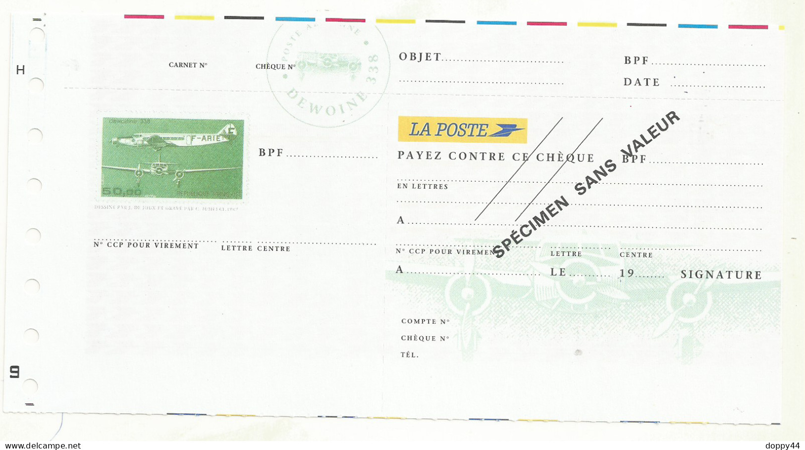 CURIOSITE SPECIMEN CHEQUE LA POSTE AVEC PA N° 60 NEUF TTB. - Other & Unclassified