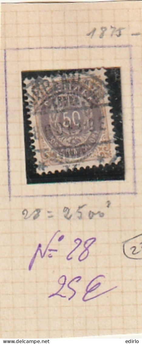 ///    DANEMARK ///   N° 28   Côte 25€ - Used Stamps