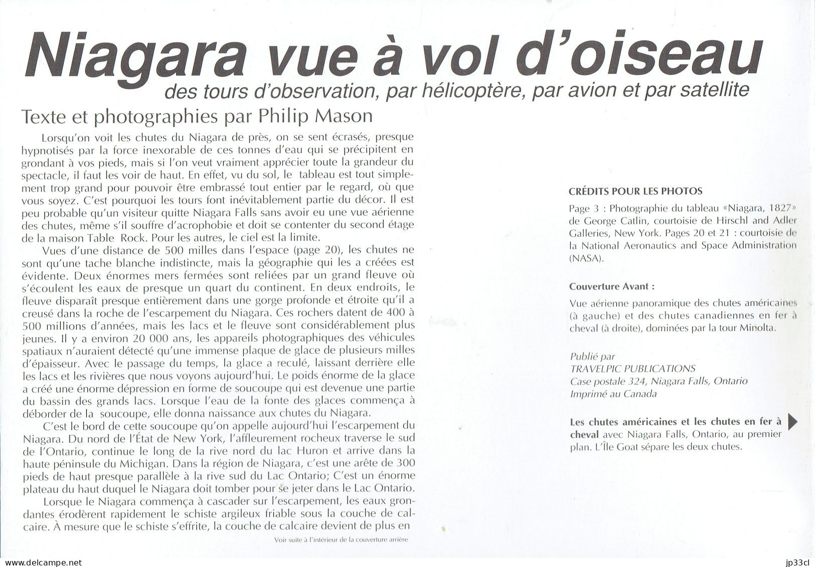 Niagara - Vue à Vol D'oiseau (des Tours D'observation, Par Hélicoptère, Avion, Satellite) Par Ph. Mason, 24 Pages - Tourismus