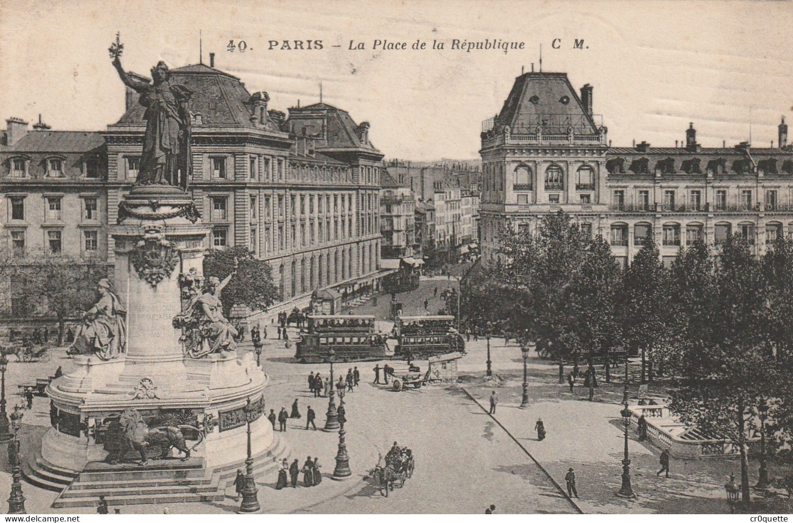 # 75000 PARIS - PLACE De La REPUBLIQUE En 4 CARTES POSTALES ANCIENNES - Places, Squares