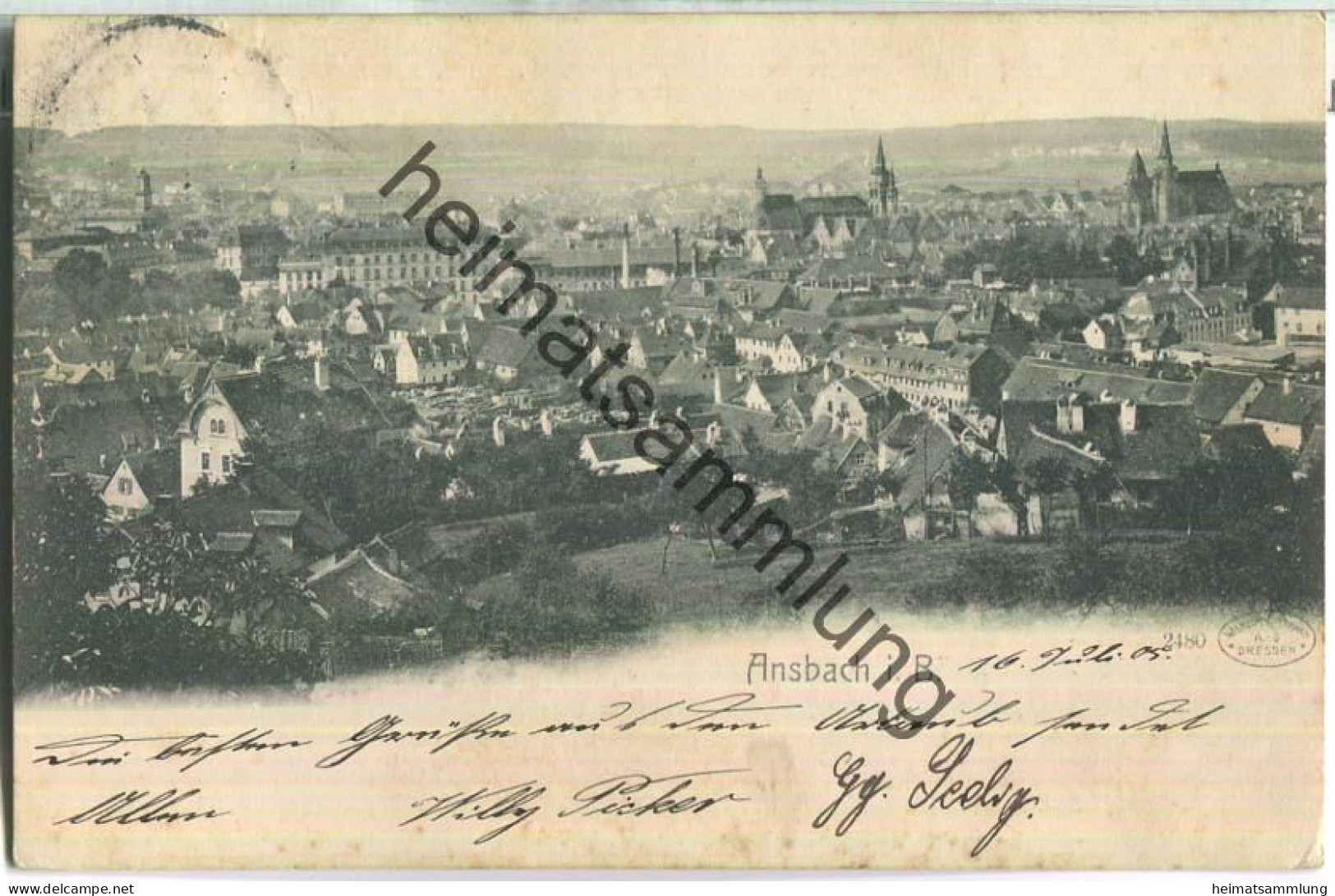 Ansbach - Gesamtansicht - Verlag Wilhelm Hoffmann Dresden - Ansbach
