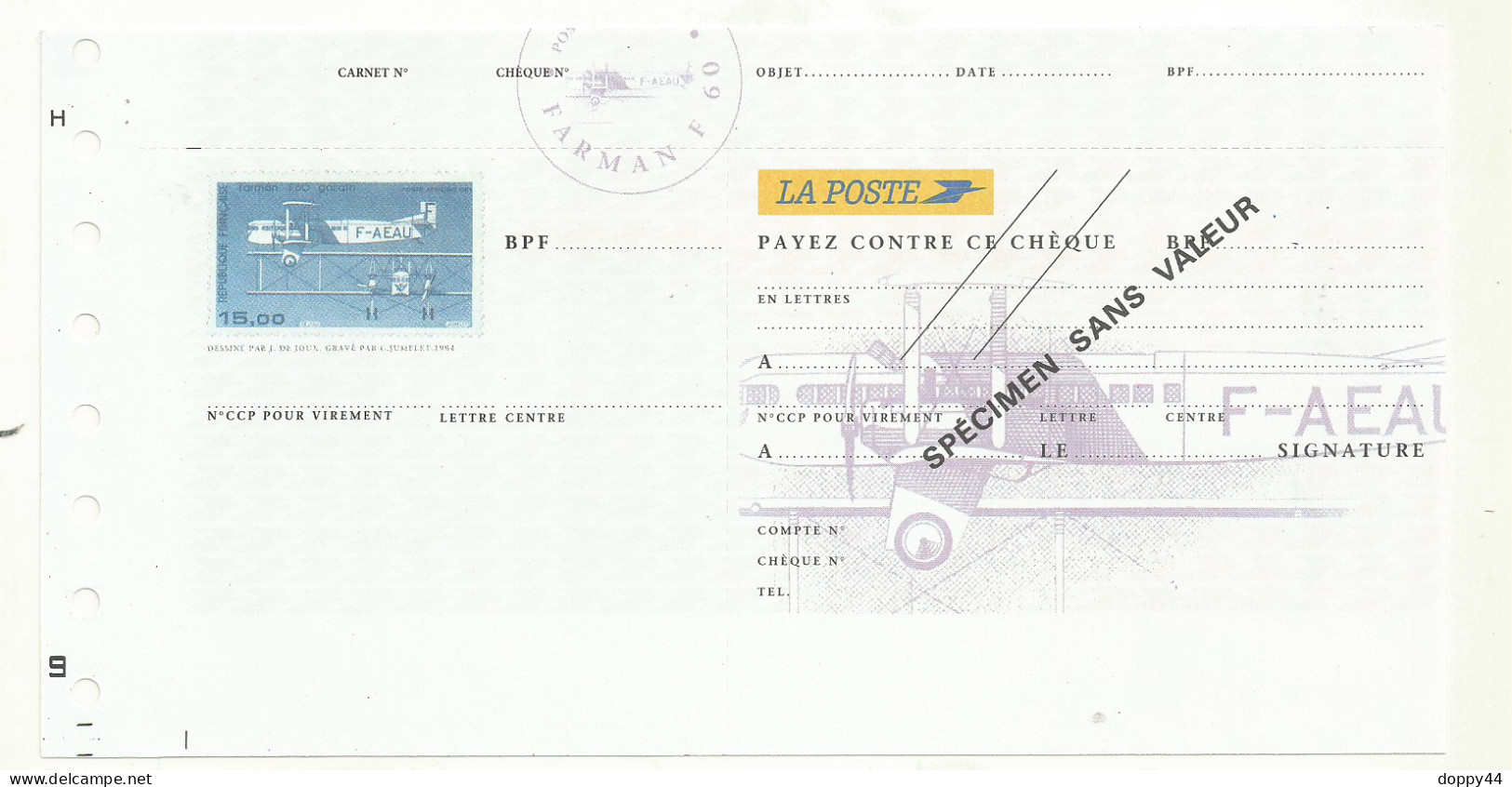 CURIOSITE SPECIMEN CHEQUE LA POSTE AVEC PA N° 57 NEUF TTB. - Otros & Sin Clasificación