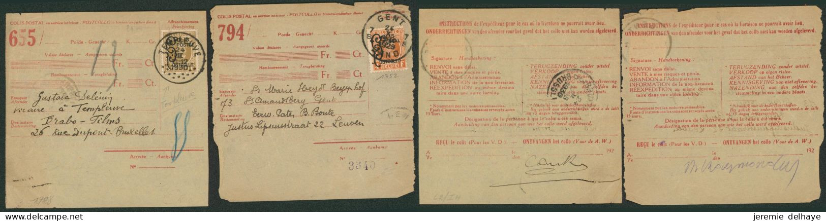 TR168 Et TR169 Sur Deux Colis Postal Obl S.C. "Gent" & "Templeuve" > Leuven & Bruxelles. - 1922-1927 Houyoux