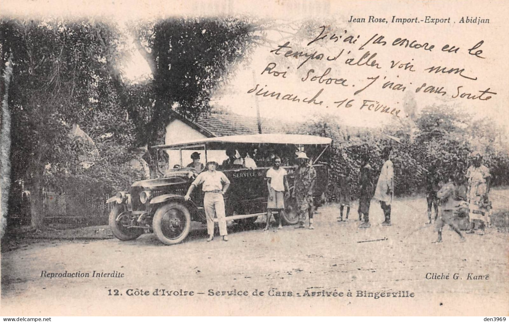 Afrique - Côte D'Ivoire - Service De Cars - Arrivée à BINGERVILLE - Autocar - Ecrit 1930 (2 Scans) - Elfenbeinküste