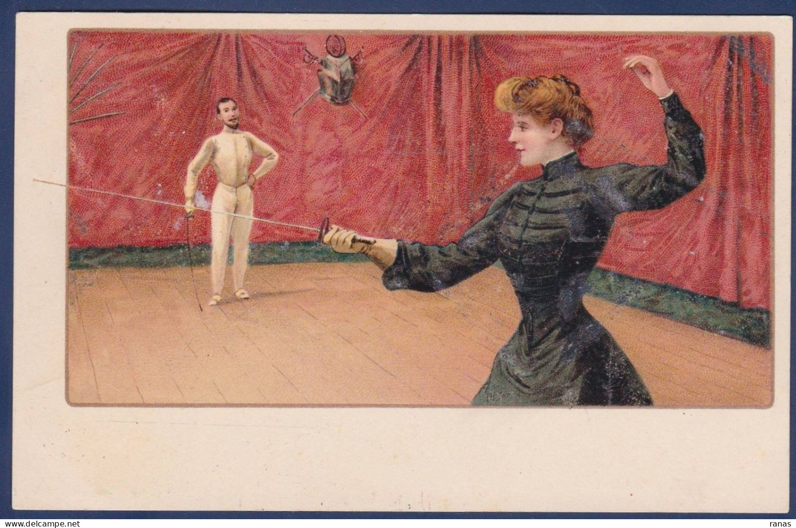 CPA Escrime Sport Fence Fencing Non Circulé Litho Femme Woman - Schermen