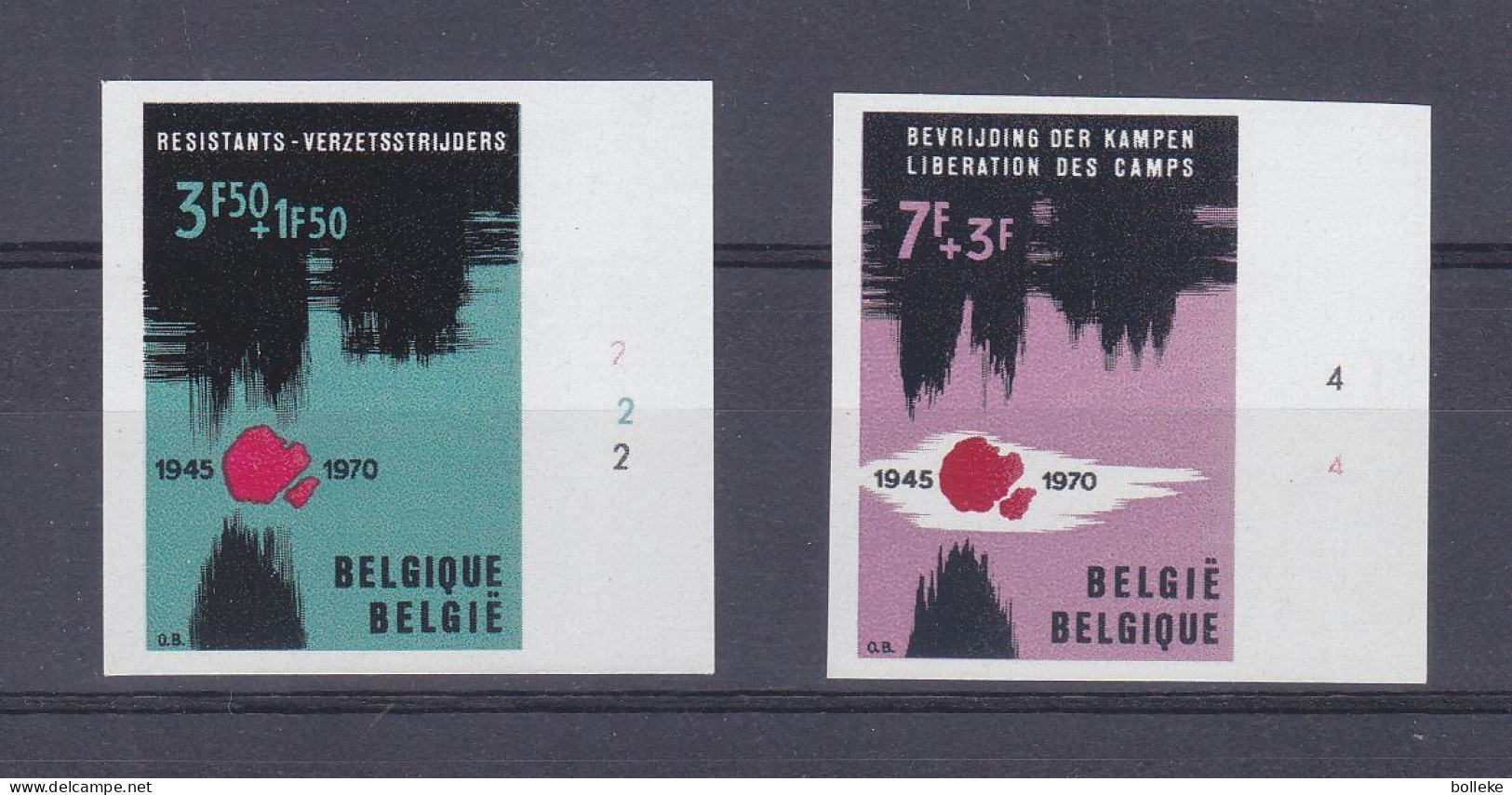 Belgique - COB 1529 / 40 - NON Dentelés Avec Numéro De Planche - Libération Camp Prisonniers Politiques - Tirage 16 - 1961-1980