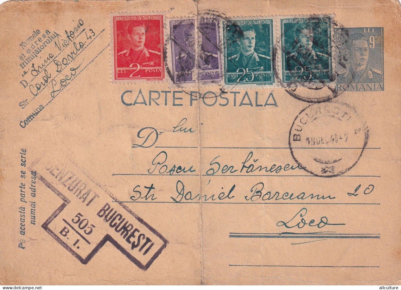 A24328 -  Military Letter Cenzored Bucuresti  Postal Stationery 1943 - 2de Wereldoorlog (Brieven)