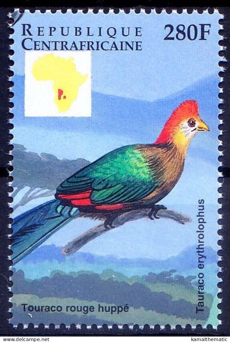 Red Hooped Touracos, Birds, Central Africa 1999 MNH - Koekoeken En Toerako's