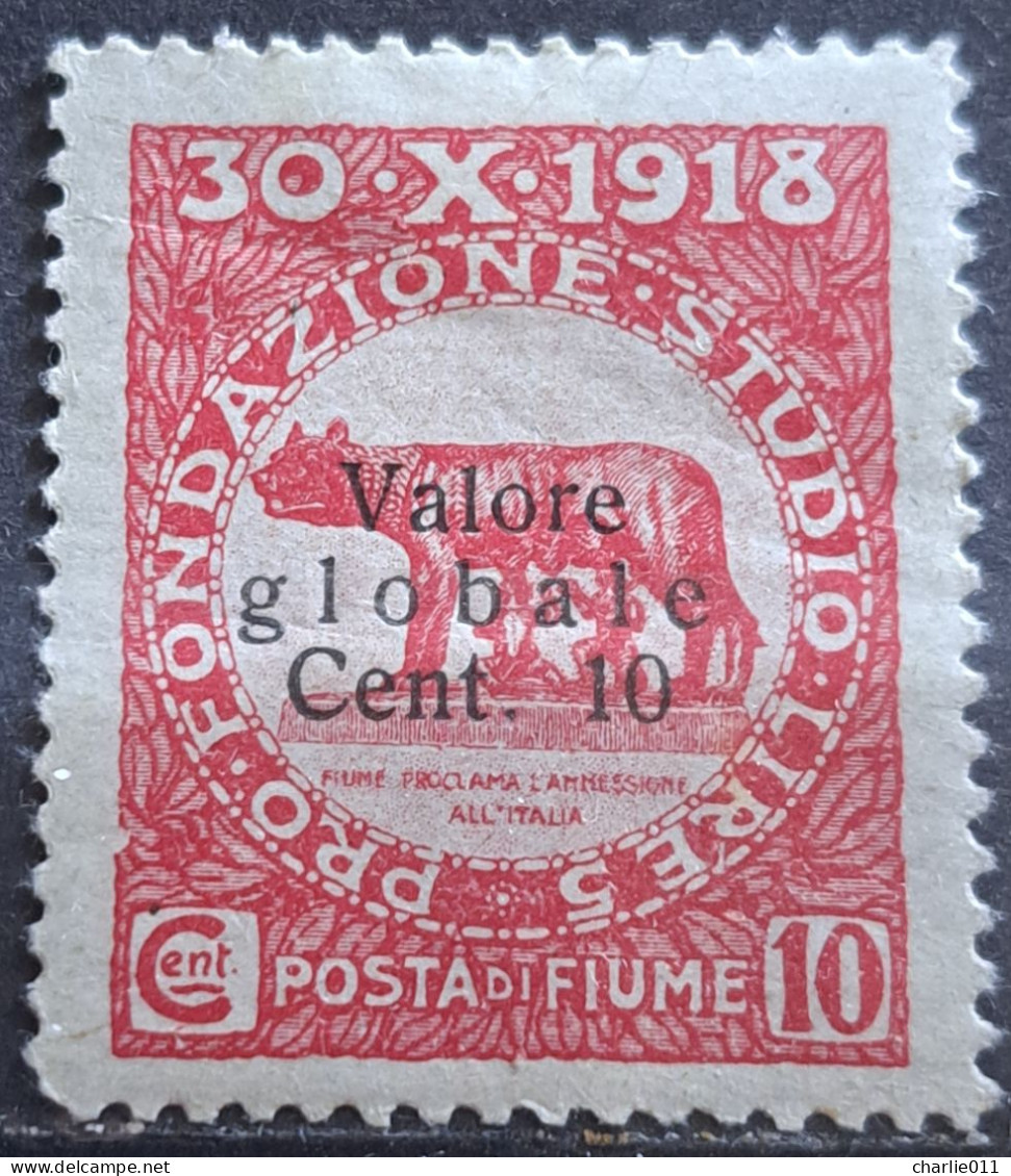 ROMULUS AND REMUS -10 C-OVERPRINT VALORE GLOBALE 10 C- FIUME-ITALY-YUGOSLAVIA-CROATIA-1919 - Croacia