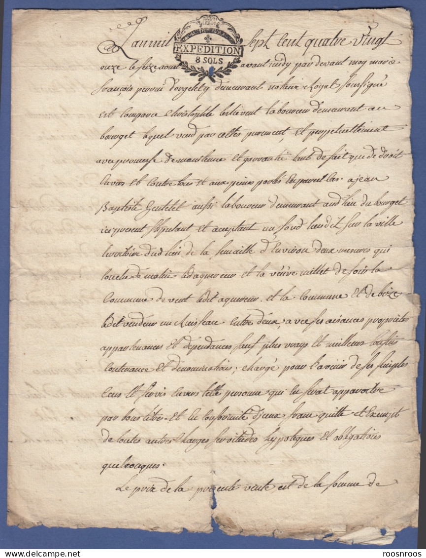PAPIER TIMBRE 1792 - JURA - CESSION DE FONDS - LE BOURGET - Briefe U. Dokumente