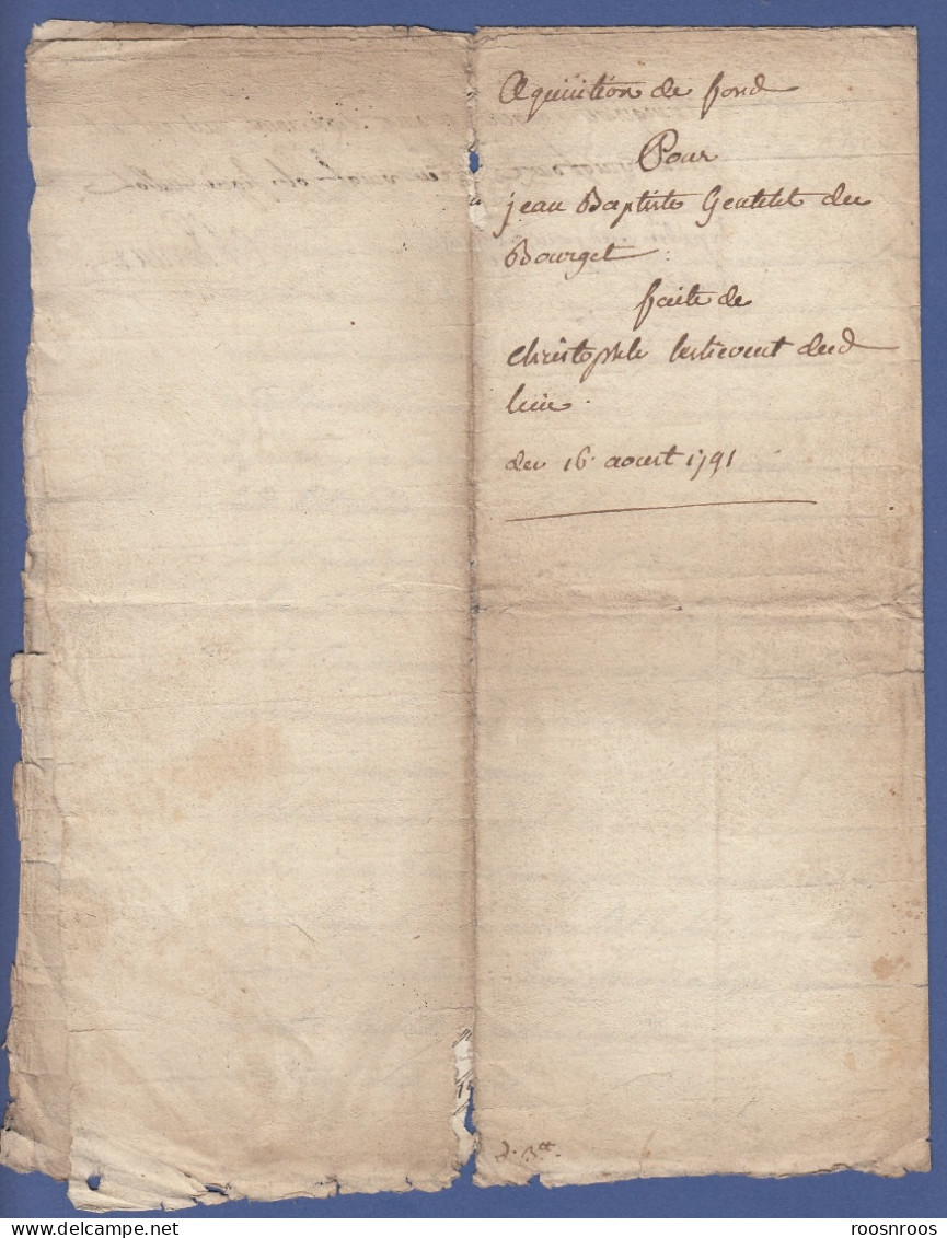 PAPIER TIMBRE 1792 - JURA - CESSION DE FONDS - LE BOURGET - Cartas & Documentos