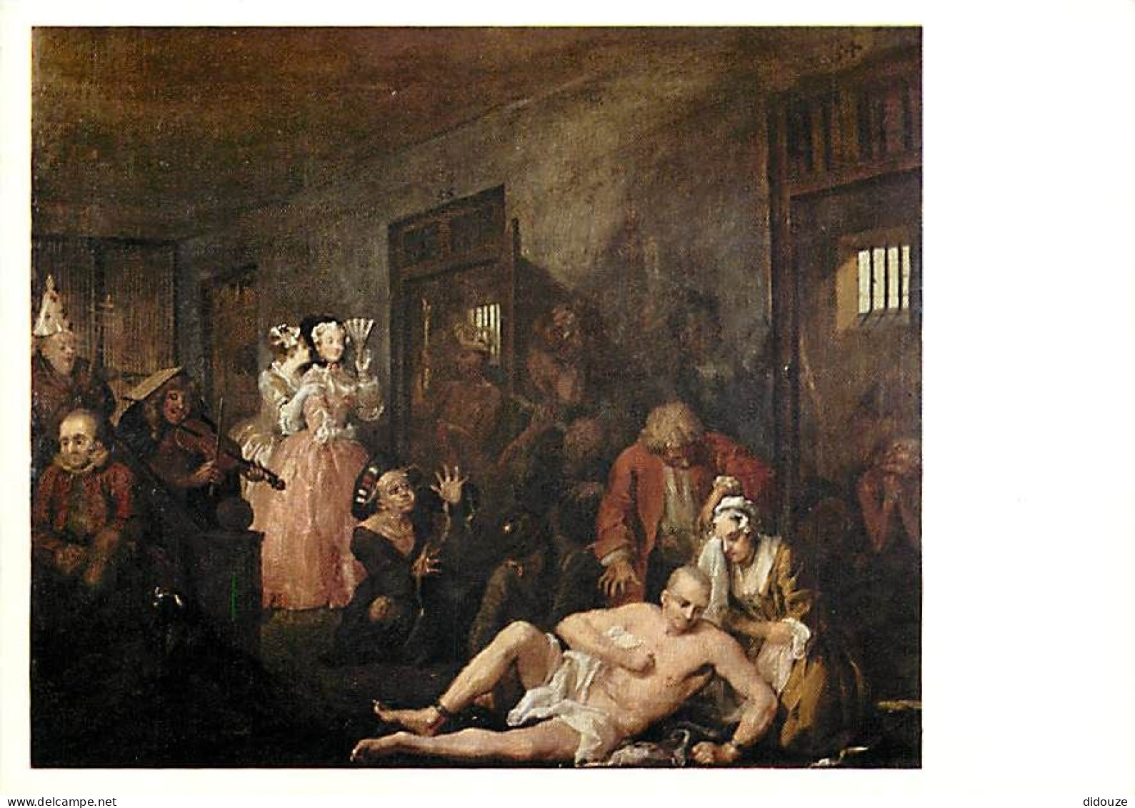 Art - Peinture - William Hogarth - A Rake Progress VIII The Madhouse - Mad Tom Rakewell Has Been Removed To Bedlam And D - Peintures & Tableaux