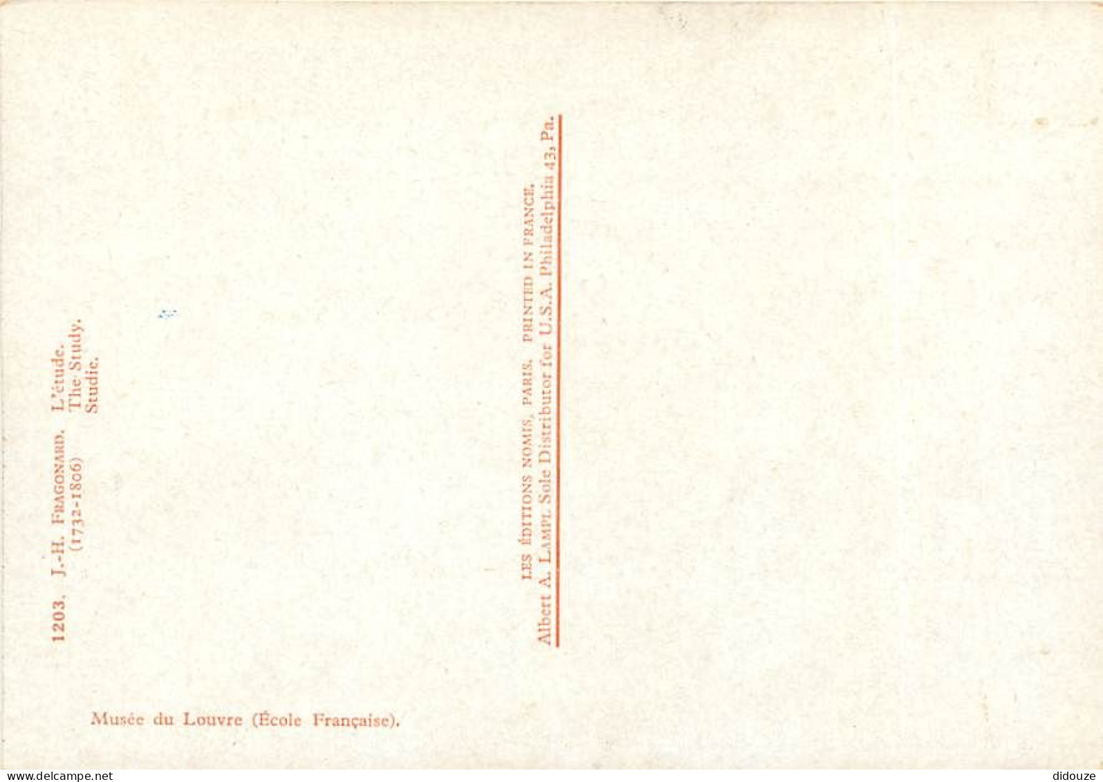Art - Peinture - Jean Honoré Fragonard - L'étude - The Study - Carte Neuve - CPM - Voir Scans Recto-Verso - Paintings