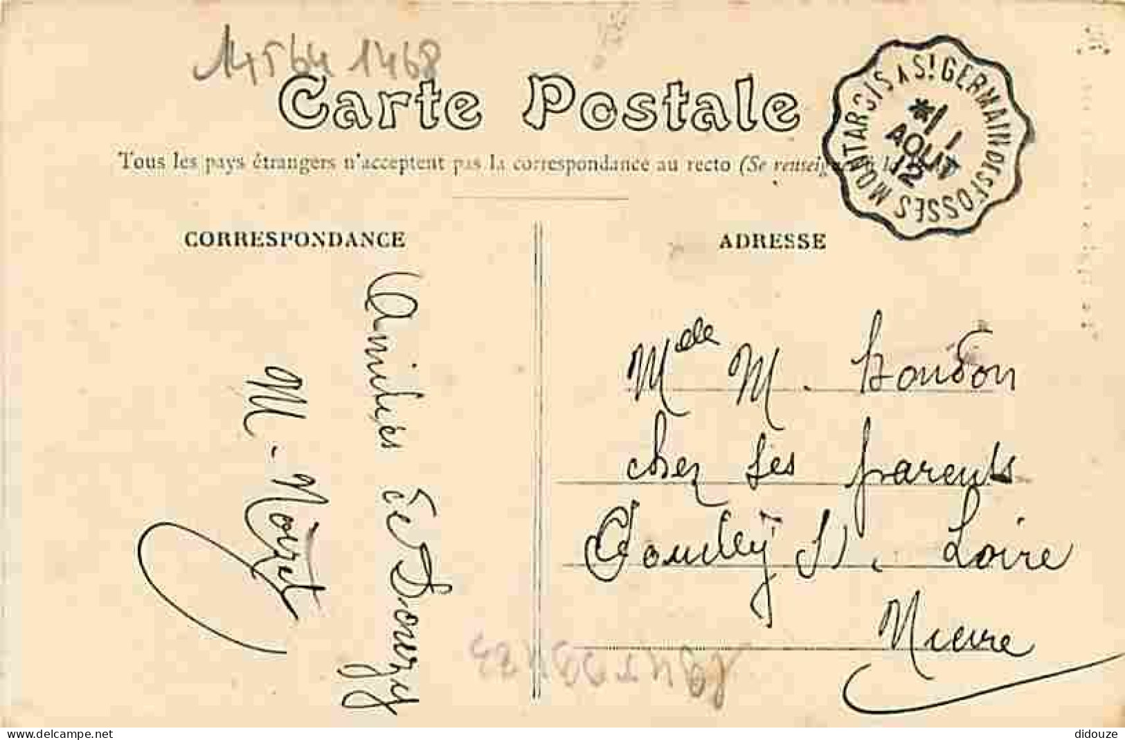 58 - Donzy - L'Eglise - Oblitération Ronde De 1912 - CPA - Voir Scans Recto-Verso - Autres & Non Classés