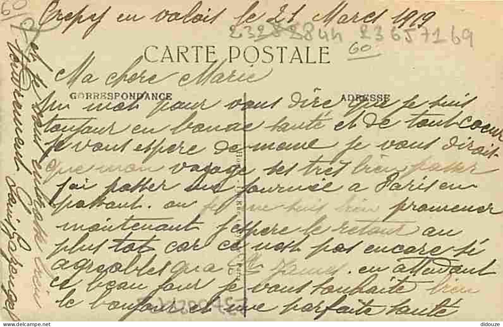 60 - Crépy En Valois - Vue Générale - Correspondance - Voyagée En 1919 - CPA - Voir Scans Recto-Verso - Crepy En Valois