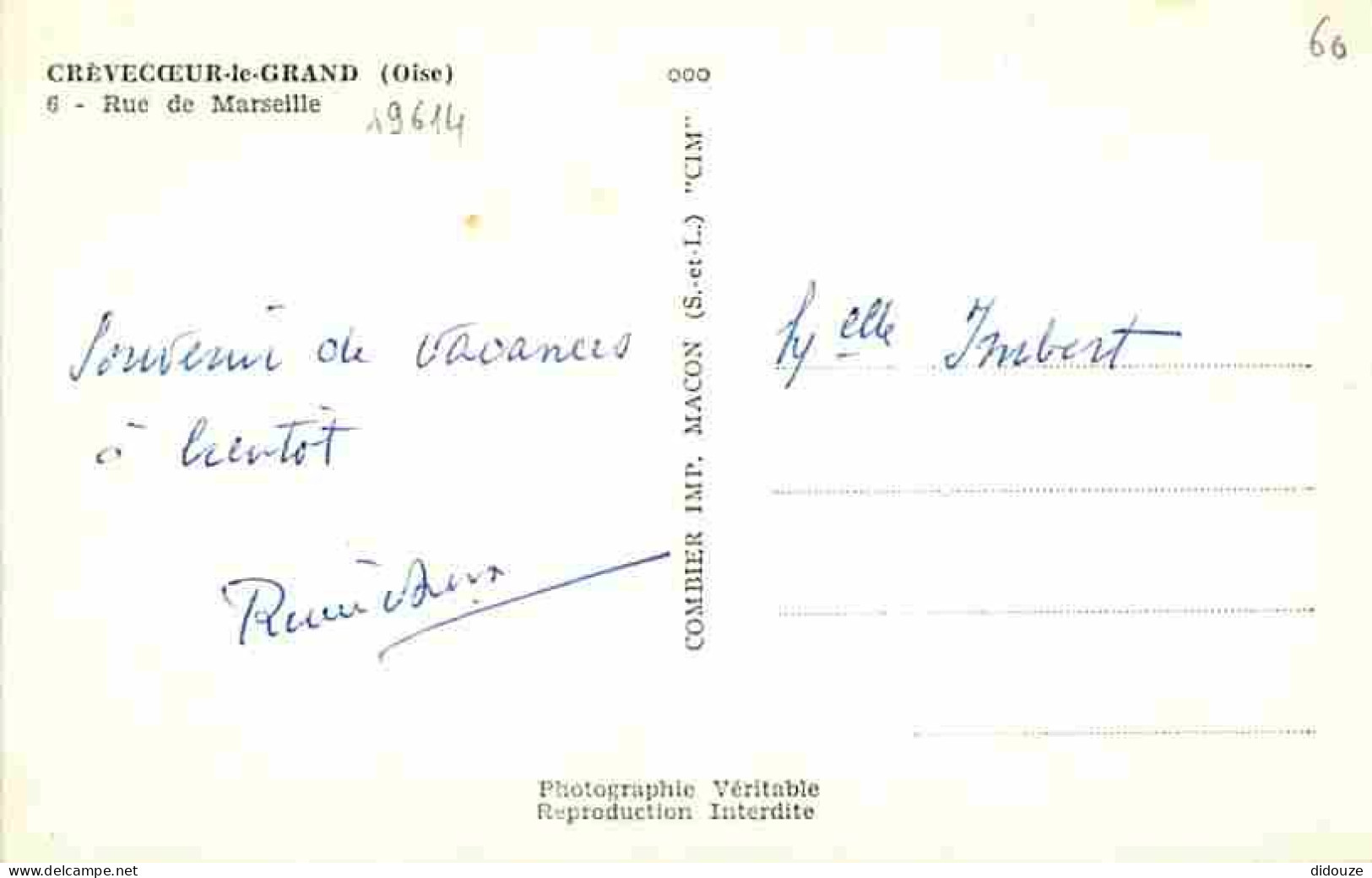 60 - Crèvecoeur Le Grand - Rue De Marseille - Automobiles - CPA - Voir Scans Recto-Verso - Crevecoeur Le Grand