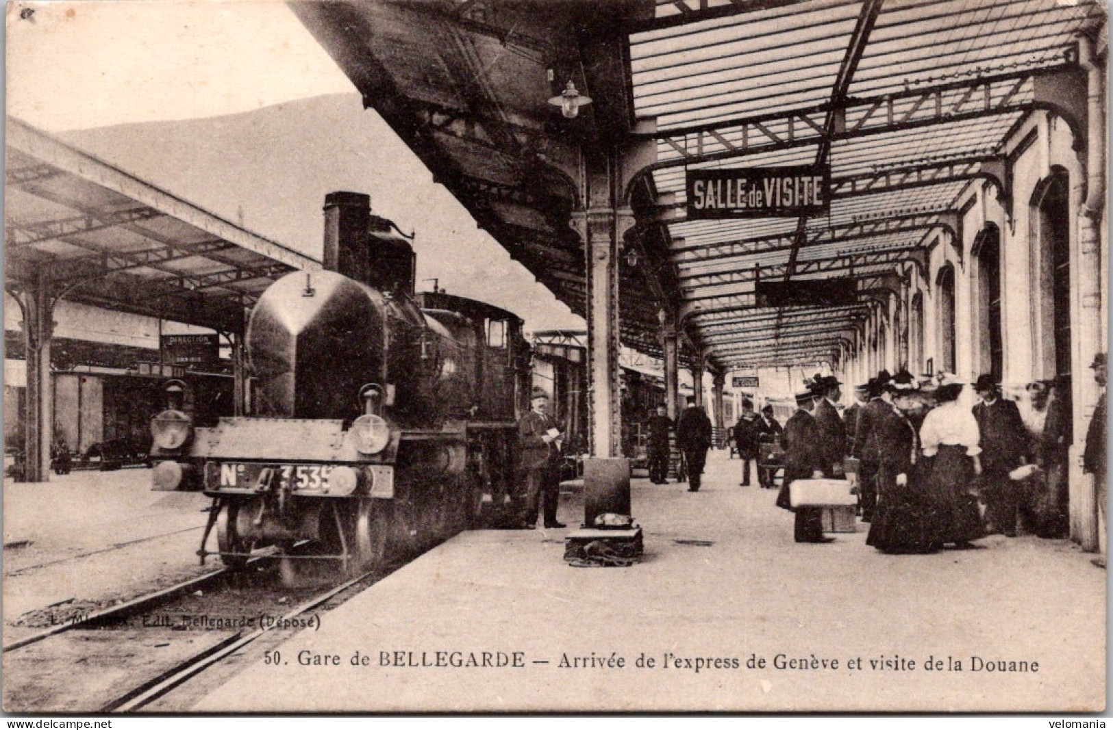 S16318 Cpa 01 Gare De Bellegarde - Arrivée De L'express De Genève Et Visite De La Douane - Bellegarde-sur-Valserine