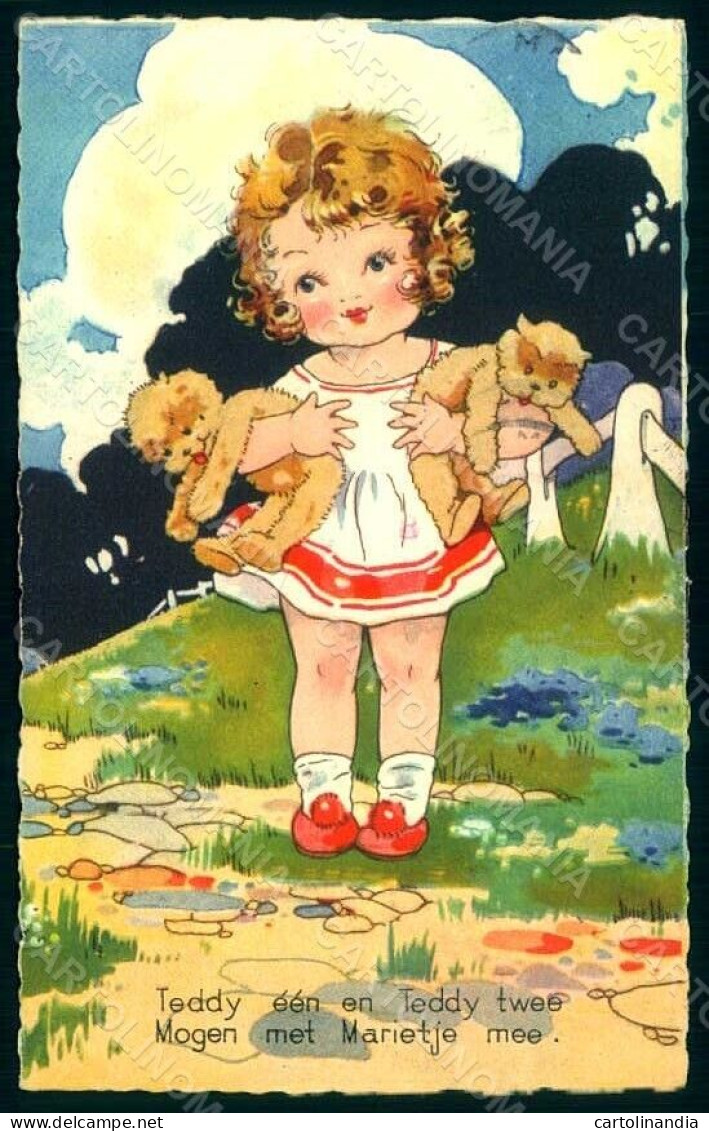 Artist Signed Richarson Girl Teddy Bear Serie 431f Postcard HR0995 - Altri & Non Classificati