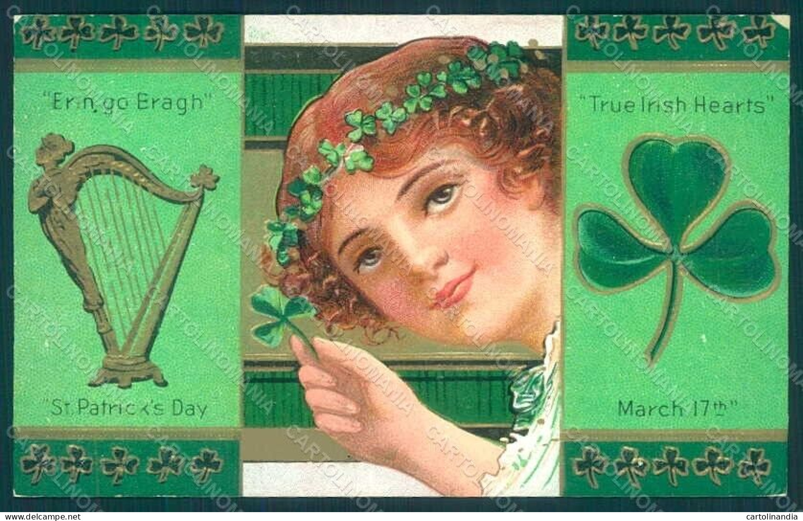 Greetings Lady St. Patrick S Day Serie 3 Relief Postcard HR0134 - Zonder Classificatie