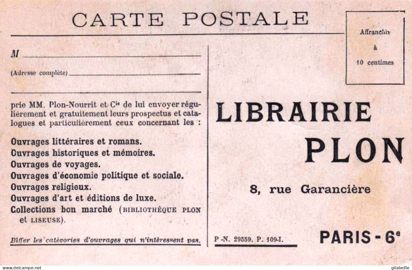 75 - PARIS 06 - Publicité -  Imprimerie PLON - Ateliers De Brochage - Arrondissement: 06