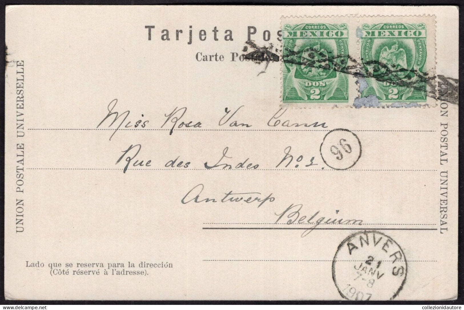 MEXICO - VERACRUZ - PALACIO MUNICIPAL Y ZOCALO - CARTOLINA FP SPEDITA NEL 1907 - Mexico