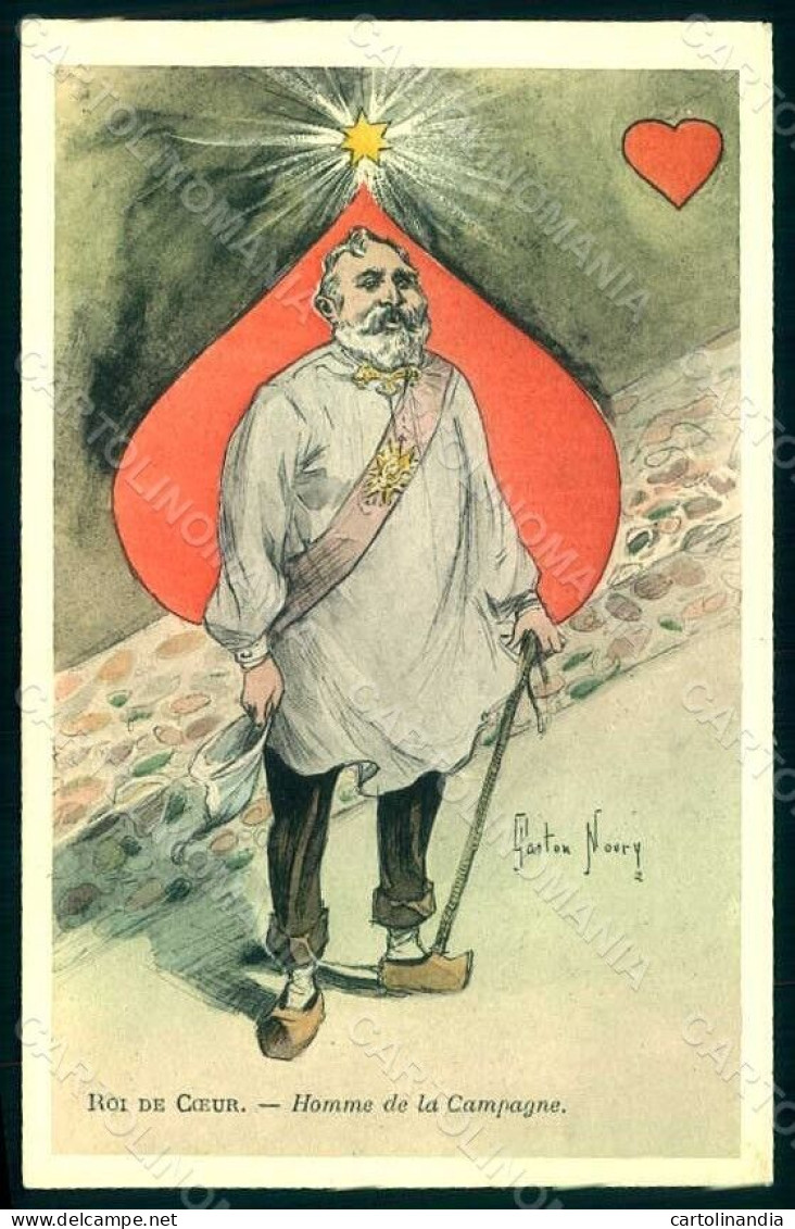 Artist Signed Noury G. French Politic Man Playing Cards Homme Campagne Pc HR1030 - Politicians & Soldiers