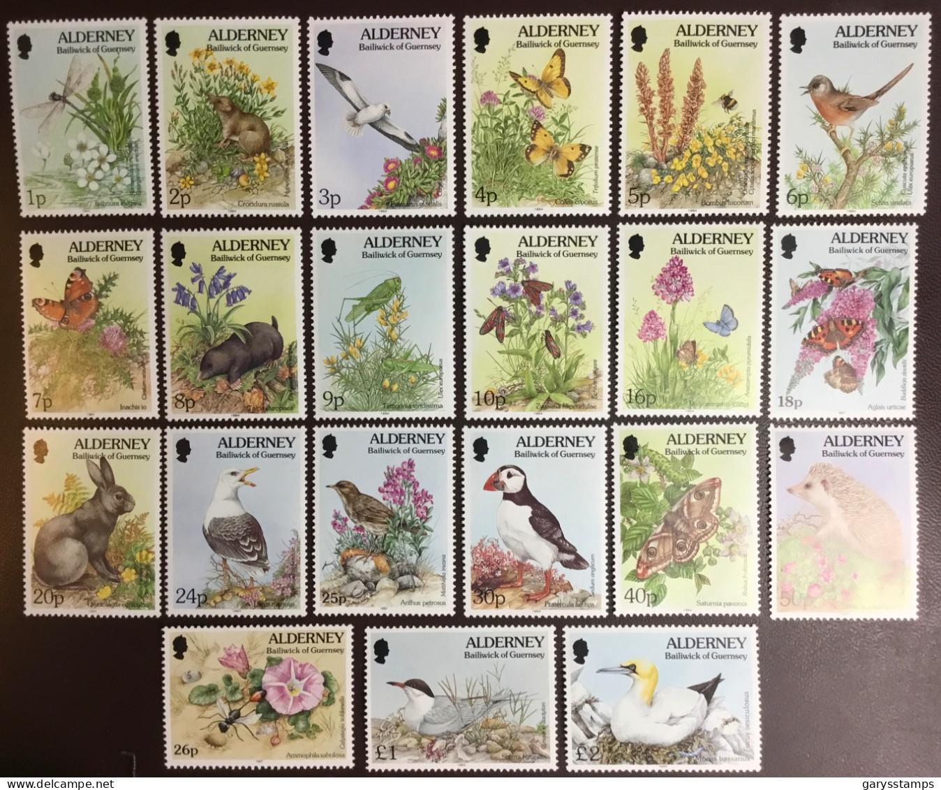 Alderney 1994 - 1995 Flora & Fauna Complete Definitives Set Birds Animals Flowers Butterflies MNH - Altri & Non Classificati