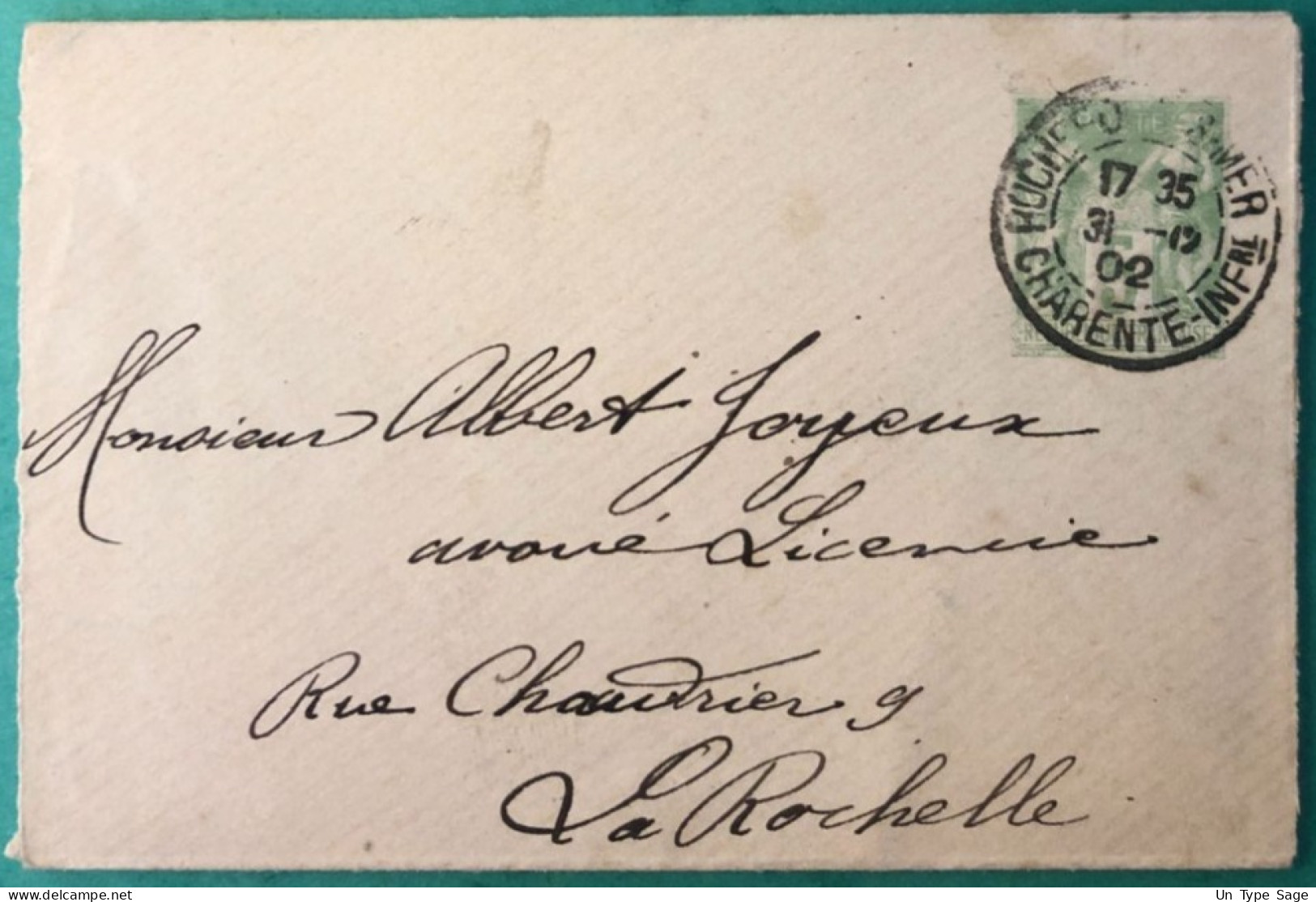 France Entier-enveloppe (SAGE, Date 048) De Rochefort S. Mer 31.12.1902 - (A1246) - Standard- Und TSC-Briefe (vor 1995)