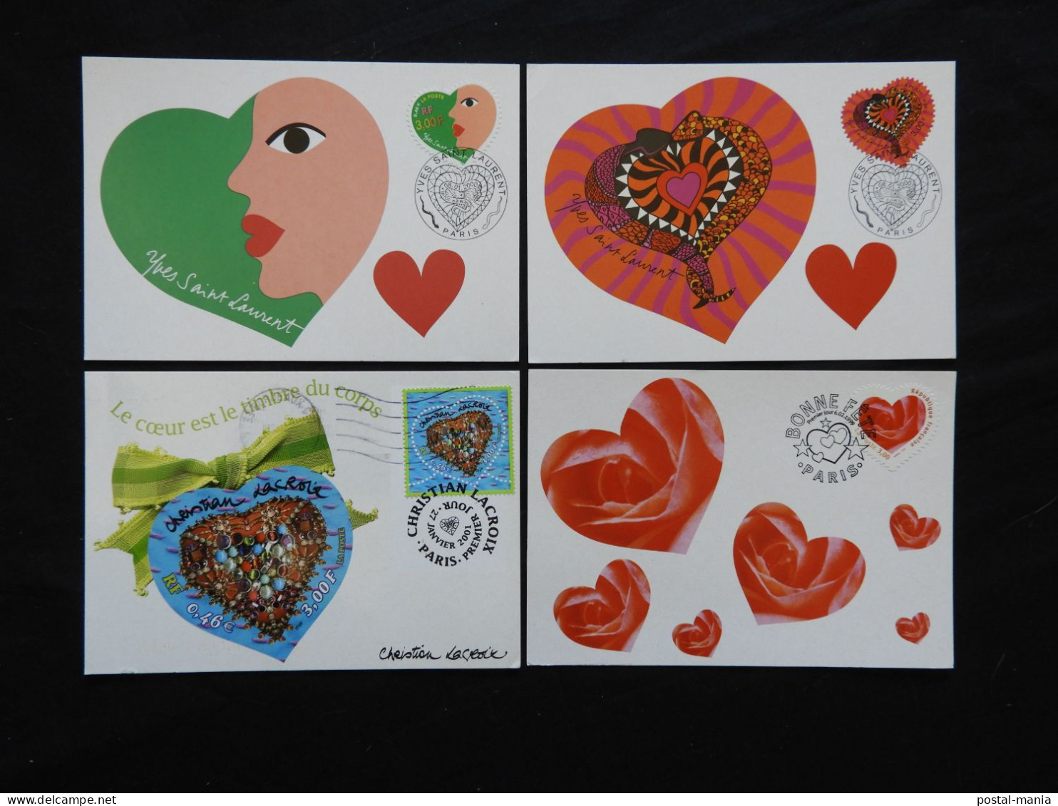 France - Lot X4 Cartes Maximum Cœur Saint Valentin  Quelque Petits Défauts  // B 52 - 1990-1999