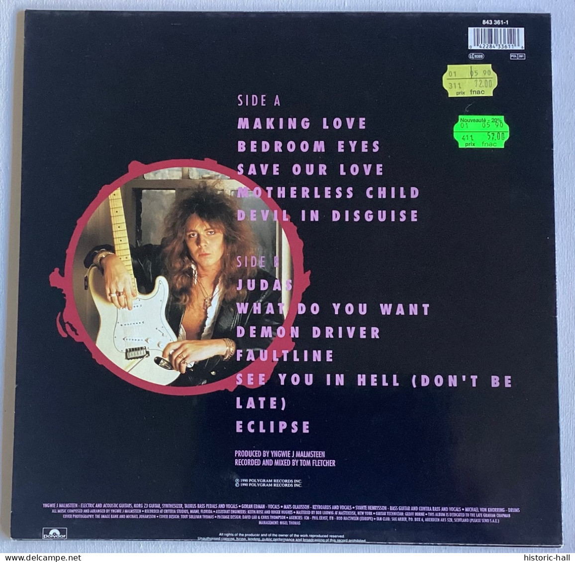 YNGWIE MALMSTEEN - Eclipse - LP - 1990 -  Holland Press - Hard Rock & Metal